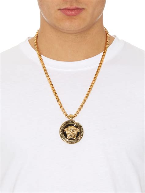 Versace Men's Crystal Medusa Pendant Necklace